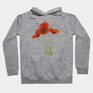 Delicate Red Poppies Wildflower Floral Bouquet Hoodie